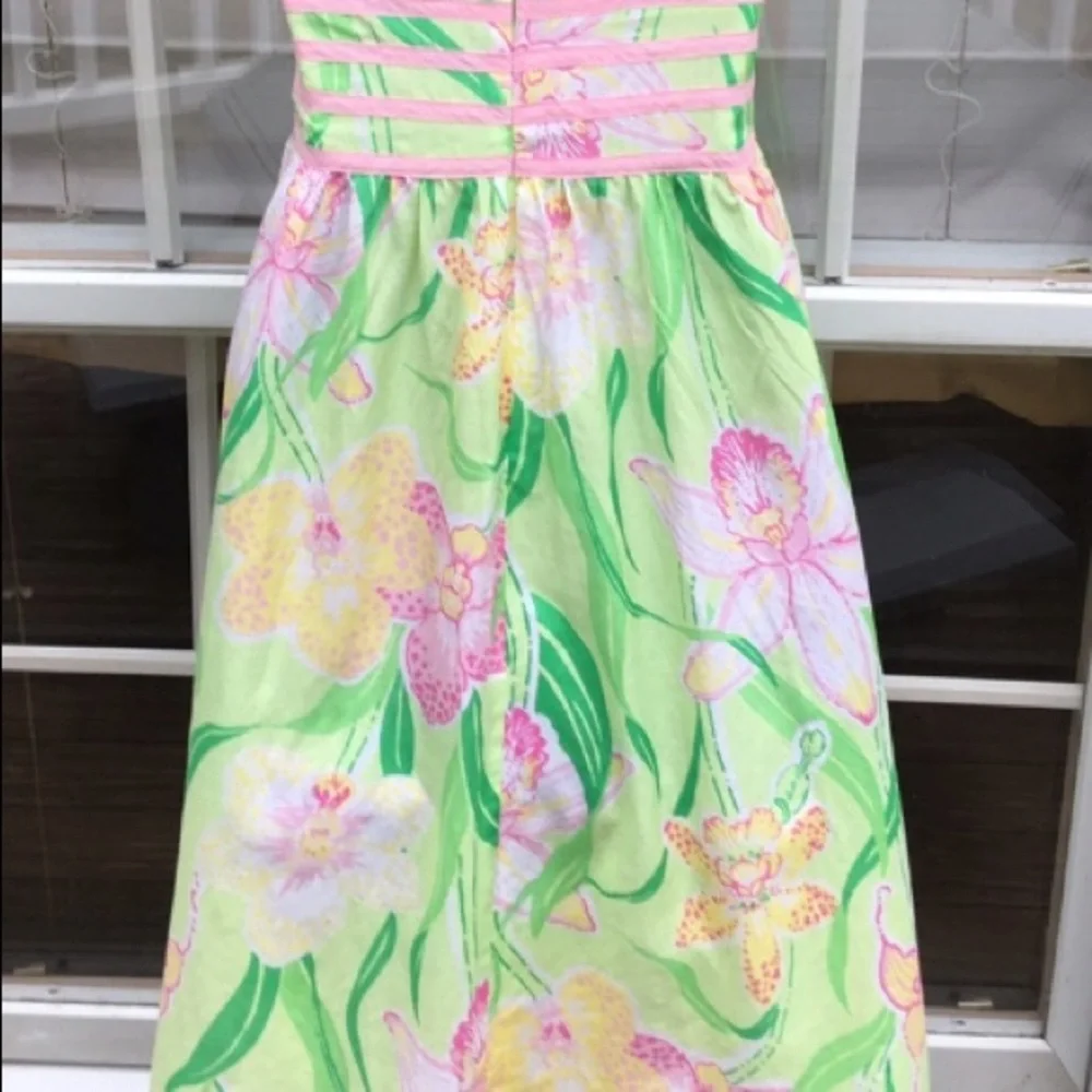 Lilly Pulitzer Dress Orchids silk Katrina size 4 white label high end Lilly - Picture 5 of 8